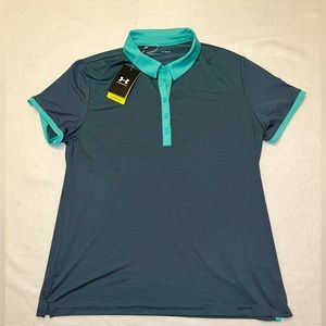 NWT Men’s Under Armour Golf Polo Sz XL Teal Blue Short sleeve UA UPF 30